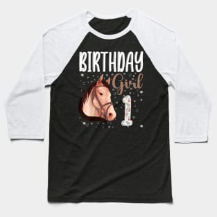 Horse Animal Lovers 1st Birthday Girl Baseball T-Shirt